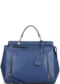 Синяя кожаная сумка с короткой ручкой Dkny