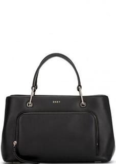 Кожаная сумка с короткими ручками и съемным ремнем Dkny
