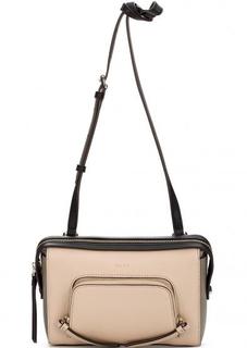 Бежевая кожаная сумка через плечо Dkny