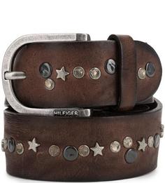 Кожаный ремень с металлическим декором Tommy Hilfiger