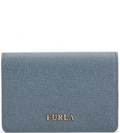 Синяя кожаная визитница Furla