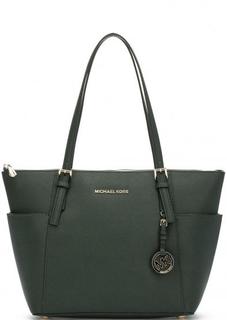 Зеленая кожаная сумка с двумя ручками Michael Michael Kors