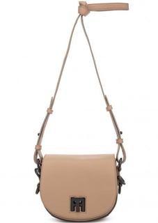 Бежевая кожаная сумка через плечо Tommy Hilfiger