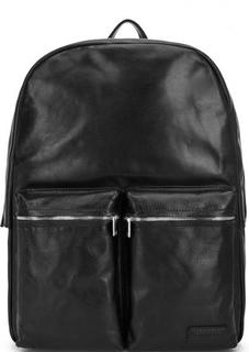 Черный кожаный рюкзак с одним отделом Sergio Belotti