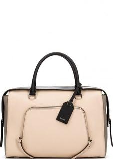 Вместительная кожаная сумка с короткими ручками Dkny