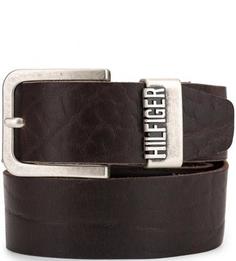 Кожаный ремень с логотипом бренда Tommy Hilfiger