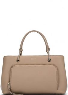 Кожаная сумка с короткими ручками и съемным ремнем Dkny