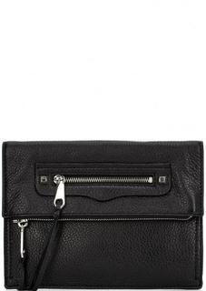 Черный кожаный клатч с откидным клапаном Rebecca Minkoff