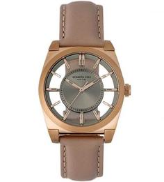 Часы с бежевым кожаным браслетом Kenneth Cole