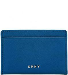 Синяя визитница из сафьяновой кожи Dkny