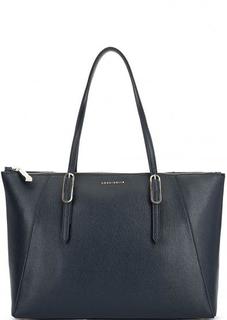 Синяя кожаная сумка с длинными ручками Coccinelle