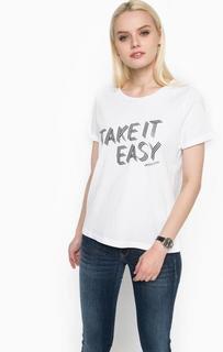 Белая футболка из хлопка с принтом Armani Jeans