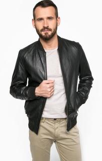 Черная кожаная куртка Jack & Jones