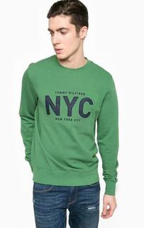 Зеленый хлопковый свитшот Tommy Hilfiger