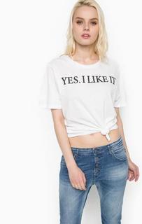 Белая футболка из хлопка с принтом Replay