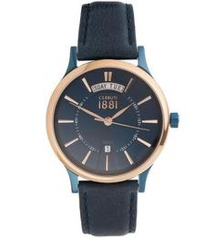 Часы круглой формы с кожаным ремешком Cerruti 1881