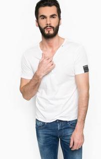 Футболка из хлопка с вырезом на пуговицах Replay