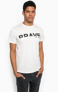 Хлопковая футболка молочного цвета Diesel