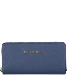 Синий кошелек с логотипом бренда Trussardi Jeans