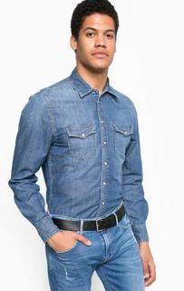 Синяя джинсовая рубашка с двумя карманами Pepe Jeans