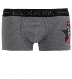 Серые хлопковые трусы-боксеры с принтом Diesel