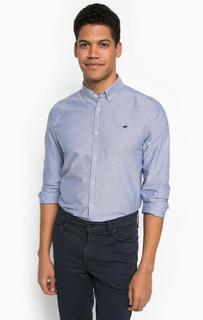 Приталенная рубашка из хлопка с нашивками на локтях Mustang