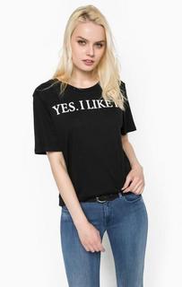 Черная футболка из хлопка с принтом Replay