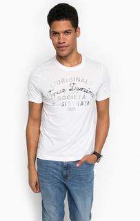 Белая футболка из хлопка с принтом Mustang