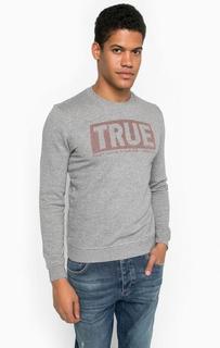 Серый хлопковый свитшот с принтом Mustang