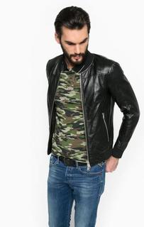 Кожаная куртка на двухзамковой молнии Replay