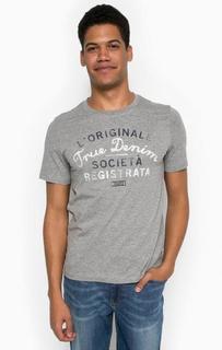 Серая футболка из хлопка с принтом Mustang