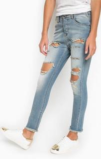 Рваные синие джинсы MET