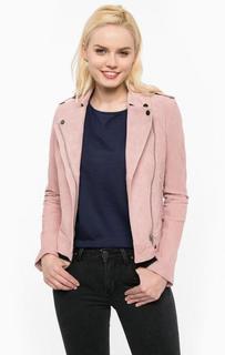 Розовая куртка из замши с косой молнией Tom Tailor Denim