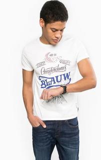 Белая хлопковая футболка с короткими рукавами Scotch&Soda