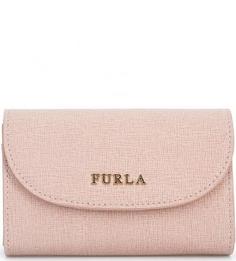 Кожаная визитница розового цвета Furla