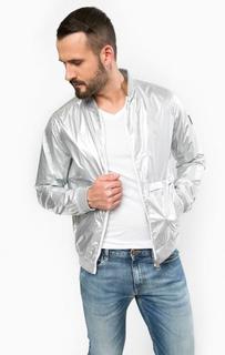 Ветровка серебристого цвета на молнии Calvin Klein Jeans