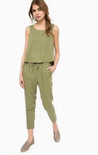 Комбинезон из вискозы цвета хаки Ichi