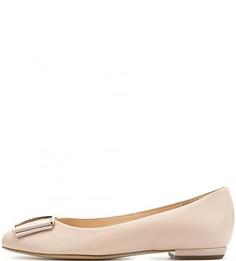 Бежевые кожаные балетки Högl