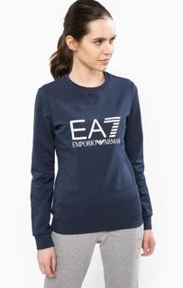 Синий хлопковый свитшот EA7