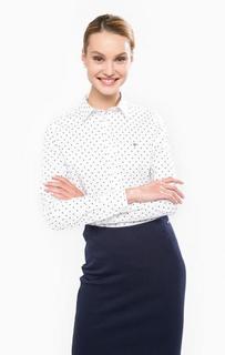 Белая приталенная рубашка в горошек Gant