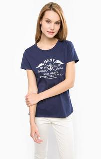 Синяя хлопковая футболка Gant