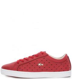 Красные кеды из фактурной кожи Lacoste