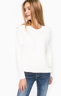 Хлопковый джемпер молочного цвета Mustang