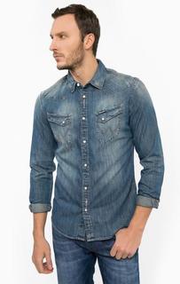 Джинсовая рубашка с потертостями Wrangler