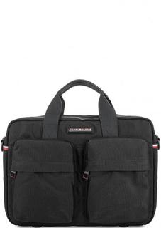 Черная текстильная сумка с одним отделом на молнии Tommy Hilfiger