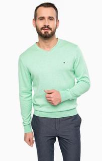 Хлопковый джемпер с треугольным вырезом Tommy Hilfiger