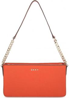 Оранжевая кожаная сумка через плечо Dkny