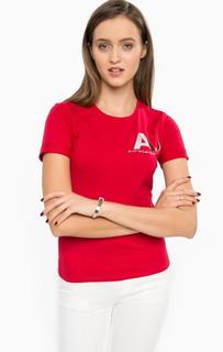 Красная хлопковая футболка с принтом Armani Jeans