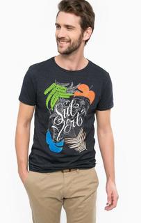 Синяя футболка с разноцветным принтом Scotch&Soda