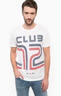 Белая хлопковая футболка с принтом Tom Tailor Denim